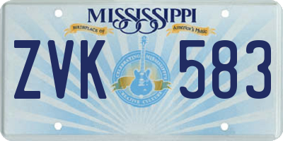 MS license plate ZVK583