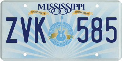 MS license plate ZVK585