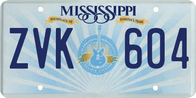 MS license plate ZVK604