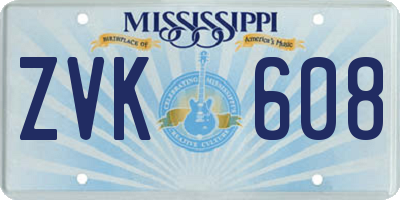 MS license plate ZVK608