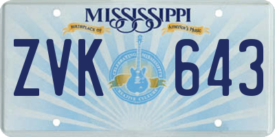 MS license plate ZVK643