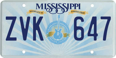 MS license plate ZVK647