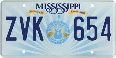 MS license plate ZVK654