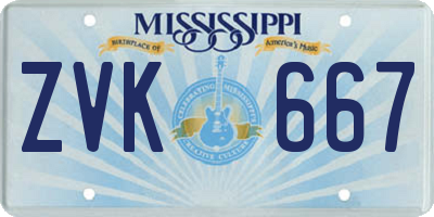 MS license plate ZVK667