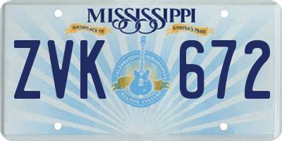 MS license plate ZVK672