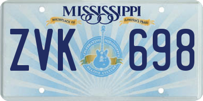 MS license plate ZVK698