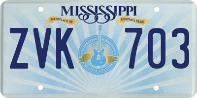 MS license plate ZVK703