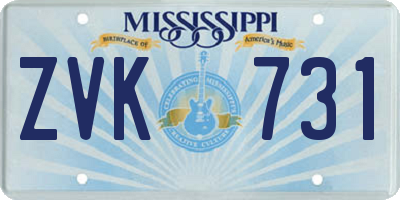 MS license plate ZVK731
