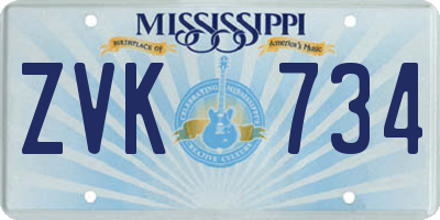 MS license plate ZVK734