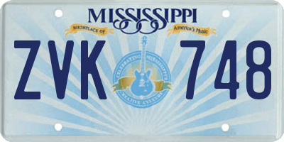 MS license plate ZVK748