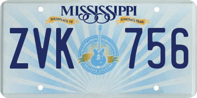 MS license plate ZVK756