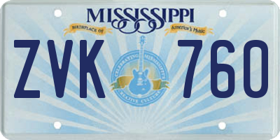 MS license plate ZVK760