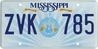 MS license plate ZVK785