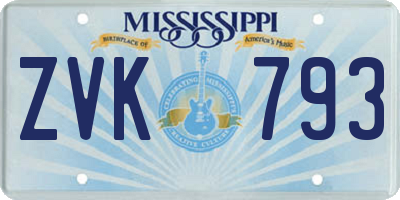 MS license plate ZVK793