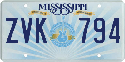 MS license plate ZVK794