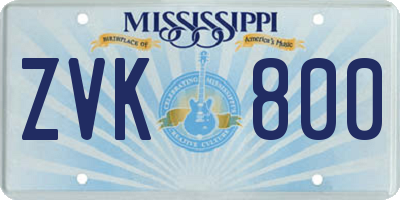 MS license plate ZVK800