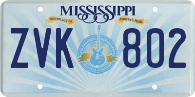 MS license plate ZVK802