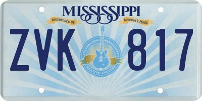 MS license plate ZVK817