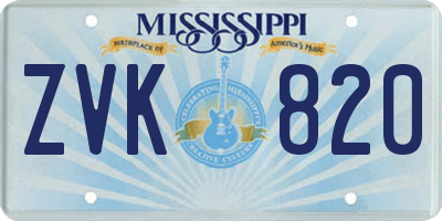 MS license plate ZVK820