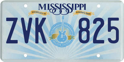 MS license plate ZVK825
