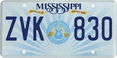 MS license plate ZVK830