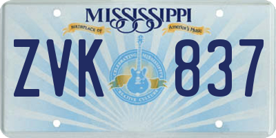 MS license plate ZVK837