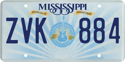 MS license plate ZVK884