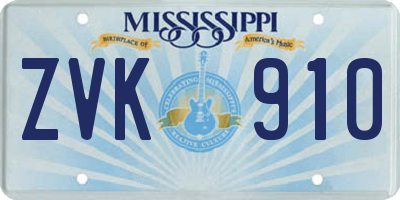 MS license plate ZVK910