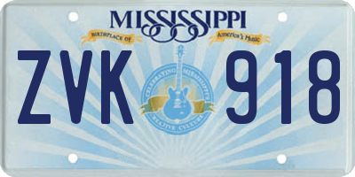 MS license plate ZVK918