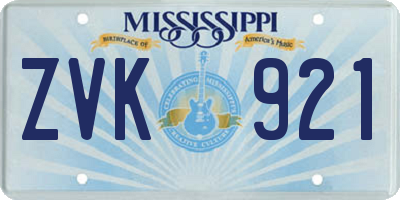 MS license plate ZVK921