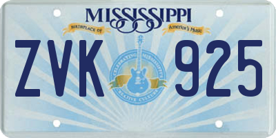 MS license plate ZVK925