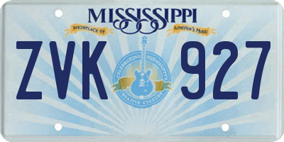 MS license plate ZVK927