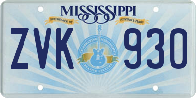 MS license plate ZVK930