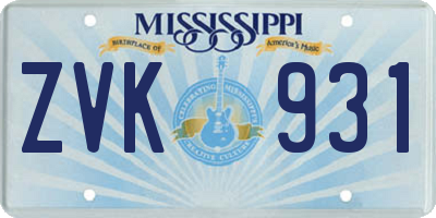 MS license plate ZVK931