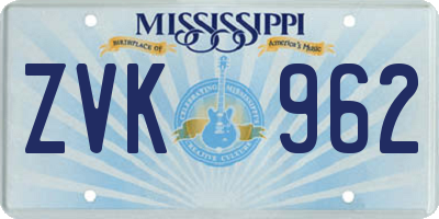 MS license plate ZVK962