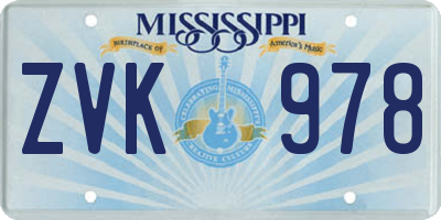 MS license plate ZVK978
