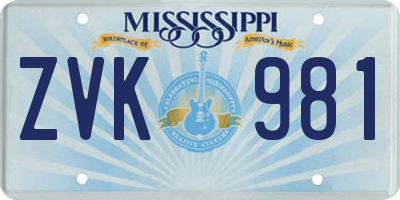 MS license plate ZVK981