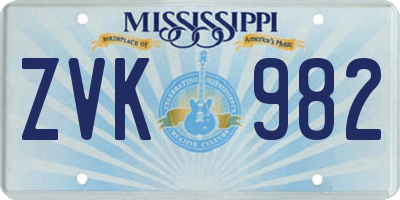 MS license plate ZVK982