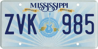 MS license plate ZVK985