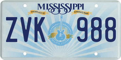 MS license plate ZVK988