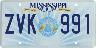 MS license plate ZVK991