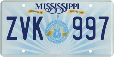 MS license plate ZVK997