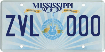 MS license plate ZVL000