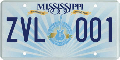 MS license plate ZVL001