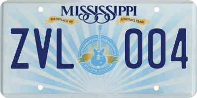 MS license plate ZVL004