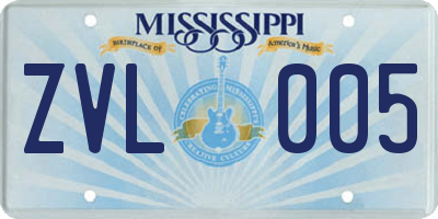 MS license plate ZVL005