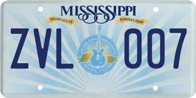 MS license plate ZVL007