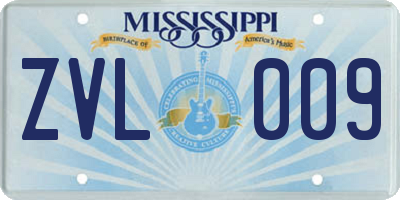 MS license plate ZVL009