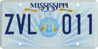 MS license plate ZVL011