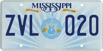 MS license plate ZVL020